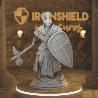 Jeremus of Jochenia - Hammer of Horauthin Human Cleric, Fighter, Paladin DnD miniature 3D printed resin tabletop RPG figure