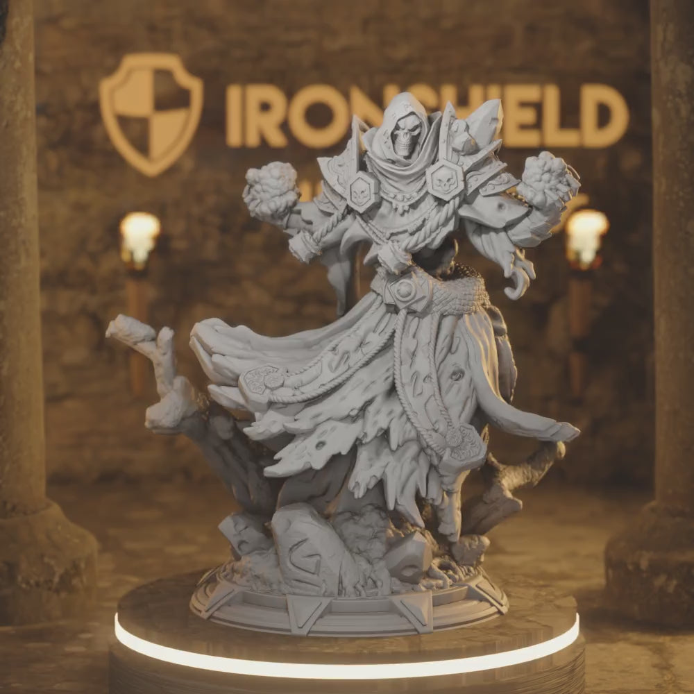 Dark Wraith Lich - Brisini Undead Monster — 360° rotating view of 3D printed DnD miniature