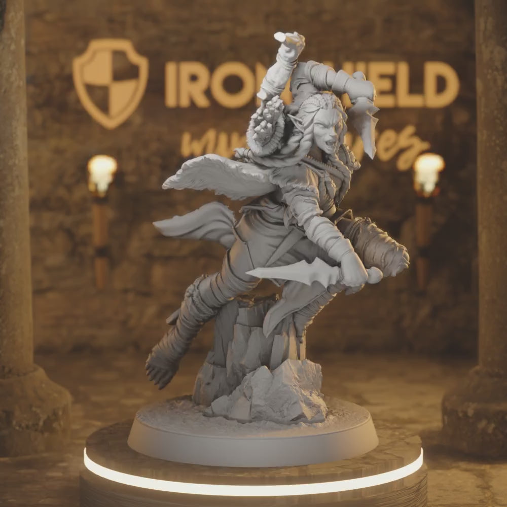 Nissei Heart Piercer 5 – Sharpshooter Arrow Dancer Duelist — 360° rotating view of 3D printed DnD miniature