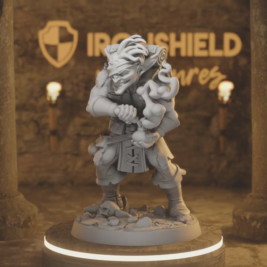 Baznazz Goblin Alchemist Bandit Rogue Artificer — 360° rotating view of 3D printed DnD miniature