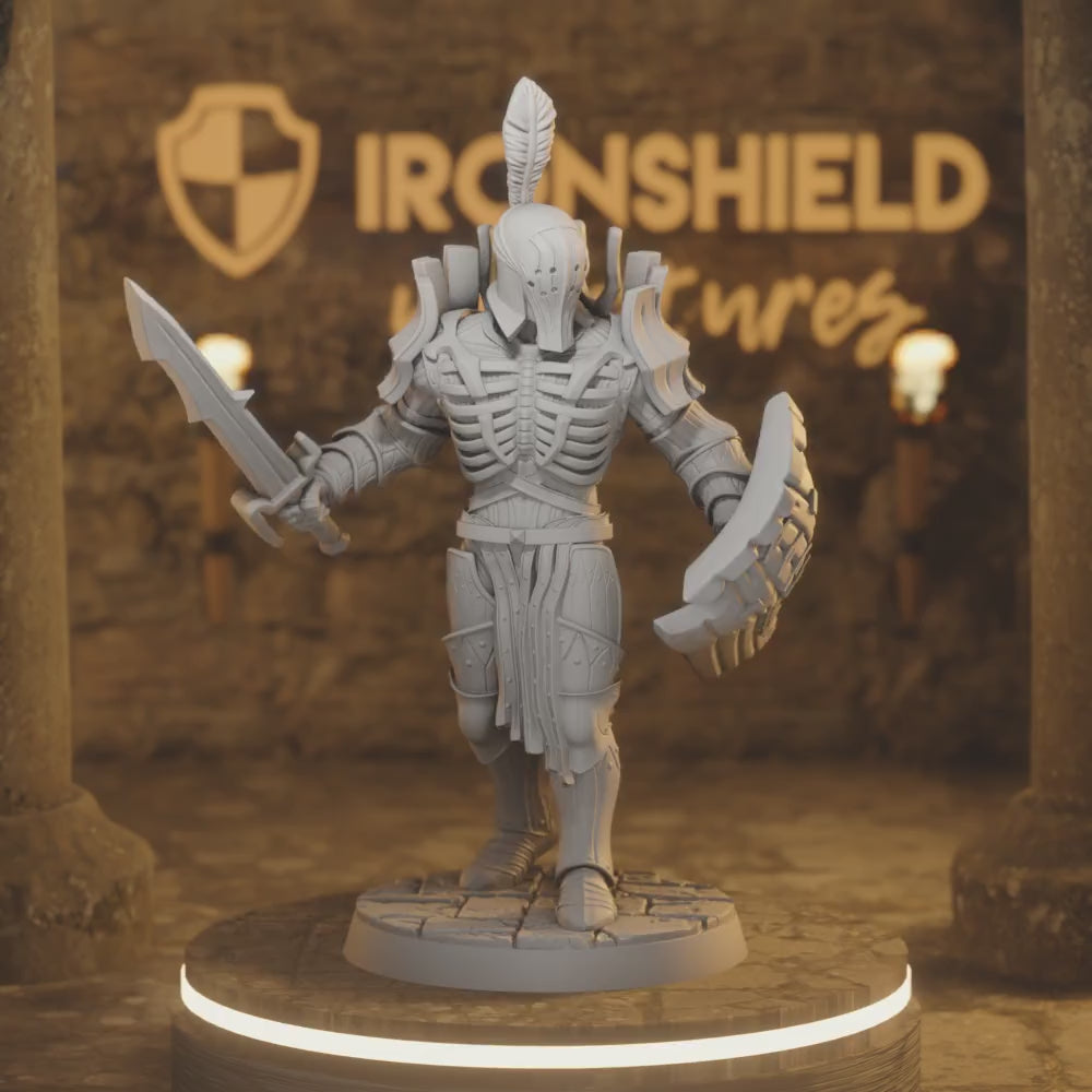 Amladril elven deathknight with sword and shield for dnd figure print 3d resin 12k 32mm miniatures figures mini — 360° rotating view of 3D printed DnD miniature