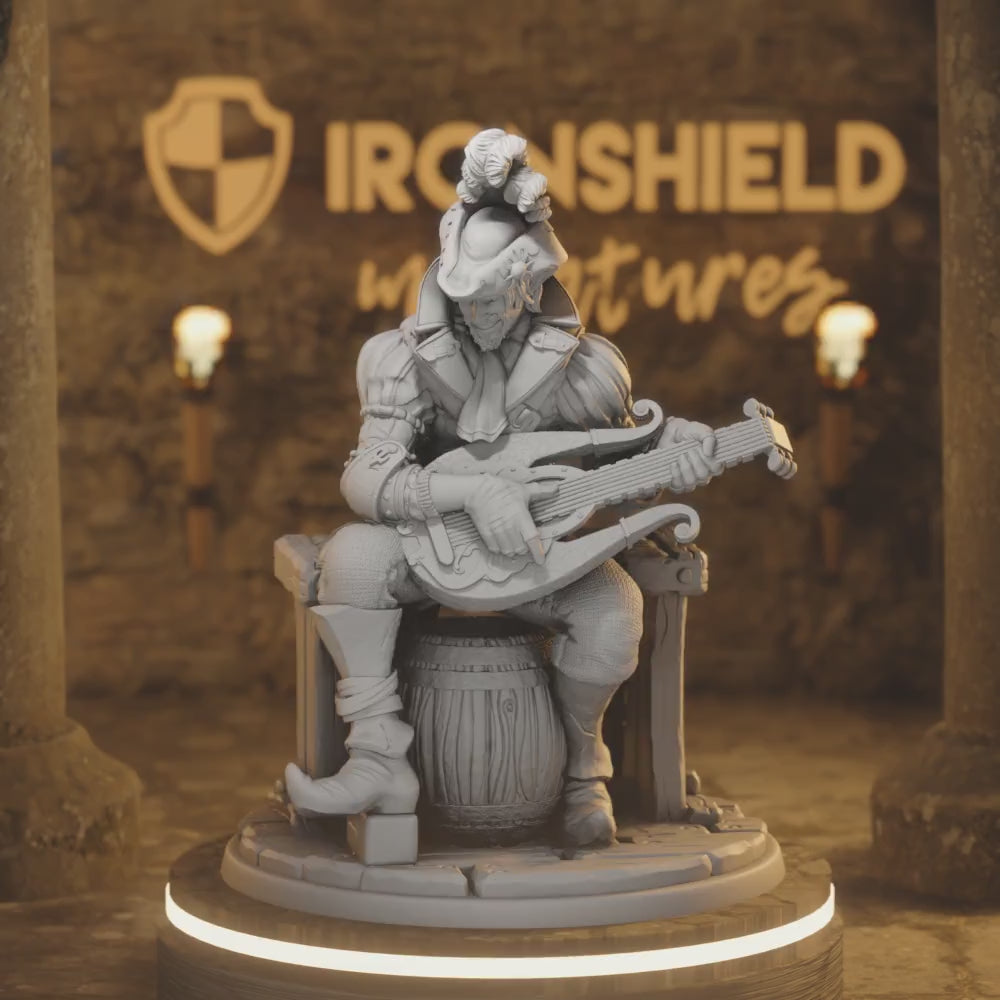 BUST - Brekken the Brazen Bard - 120mm tall - figure print 3d 12k miniature Gift Idea | Dungeons and Dragons |Tabletop DM Stash — 360° rotating view of 3D printed DnD miniature