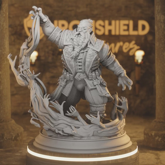 Korgrin Dwarf Warlock Sorcerer Magician — 360° rotating view of 3D printed DnD miniature