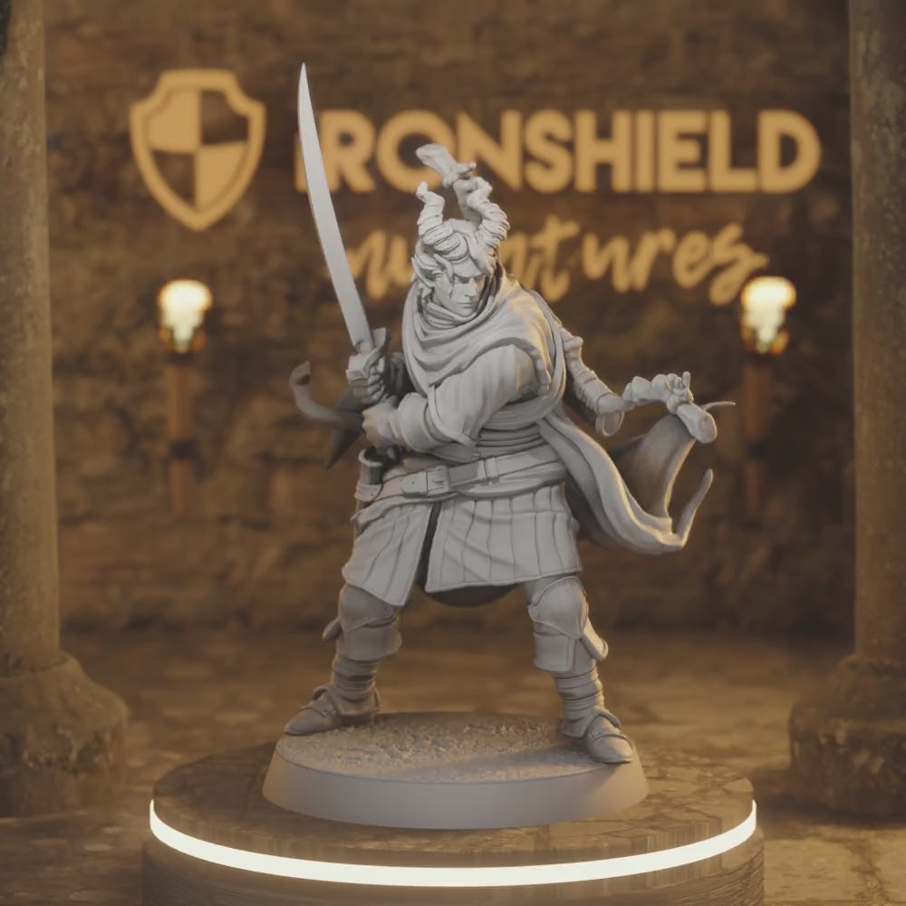 Hellswake wayfarer 3 Tiefling Rogue DnD miniature 3D printed resin tabletop RPG figure