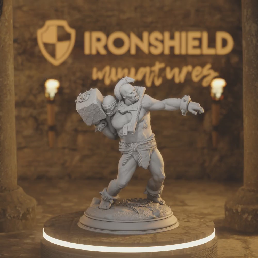 Ettin Savages - Orcs Droggod Tribe Chuker — 360° rotating view of 3D printed DnD miniature