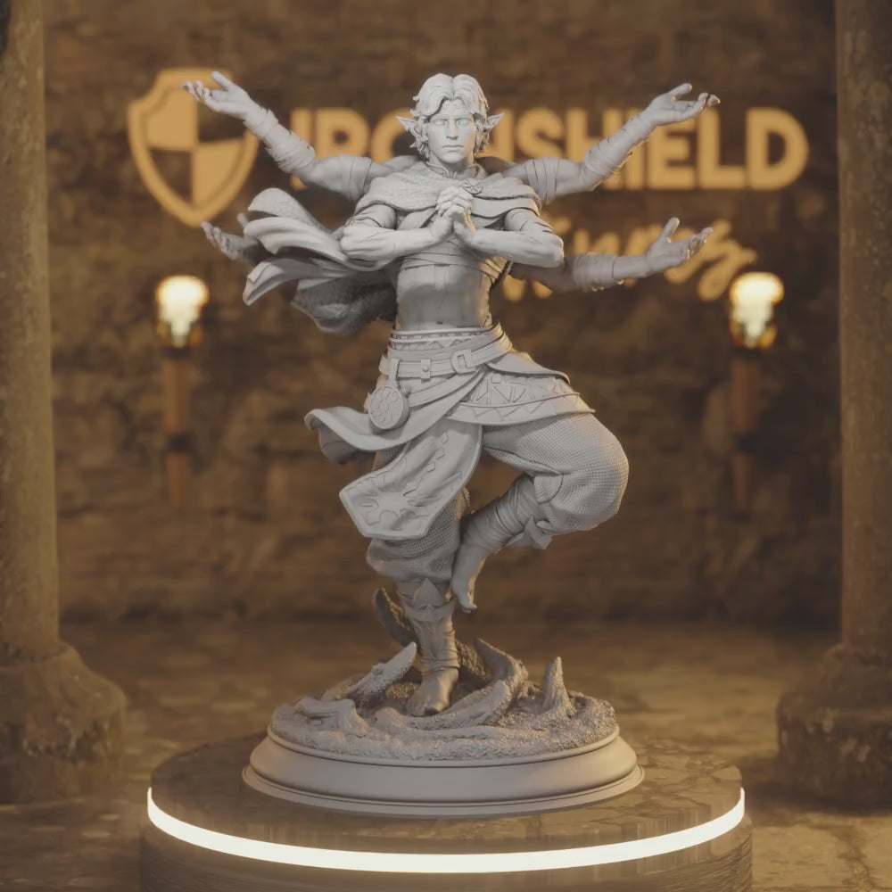 Caryian Elf Monk DnD miniature 3D printed resin tabletop RPG figure