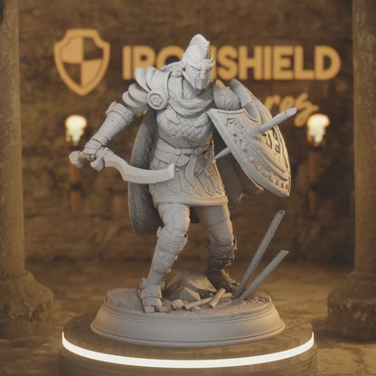 Octavia Warforged Fighter Automaton — 360° rotating view of 3D printed DnD miniature