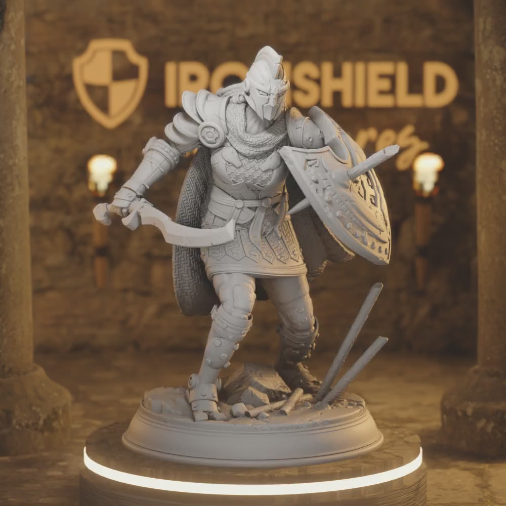 Octavia Warforged Fighter Automaton — 360° rotating view of 3D printed DnD miniature