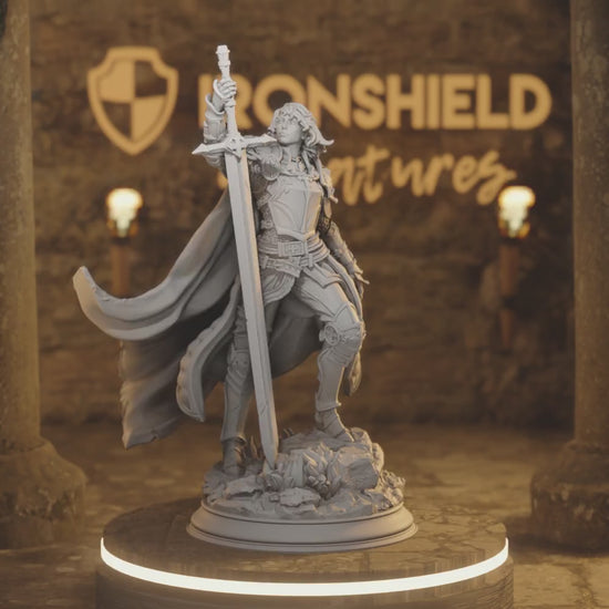 Jeanne du Lac - Maiden of Justice Human Fighter, Paladin DnD miniature 3D printed resin tabletop RPG figure