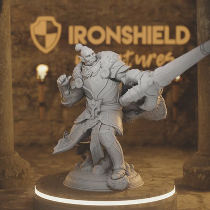 Vastergotten Orc Grand Knight Lancer Barbarian — 360° rotating view of 3D printed DnD miniature