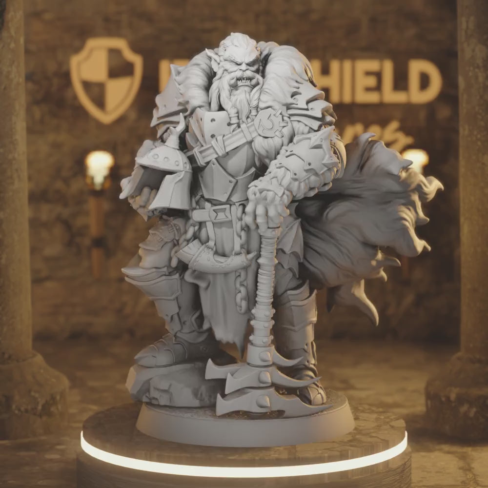 Ironcrag Sergeant Orc Fighter DnD miniature 3D printed resin tabletop RPG figure
