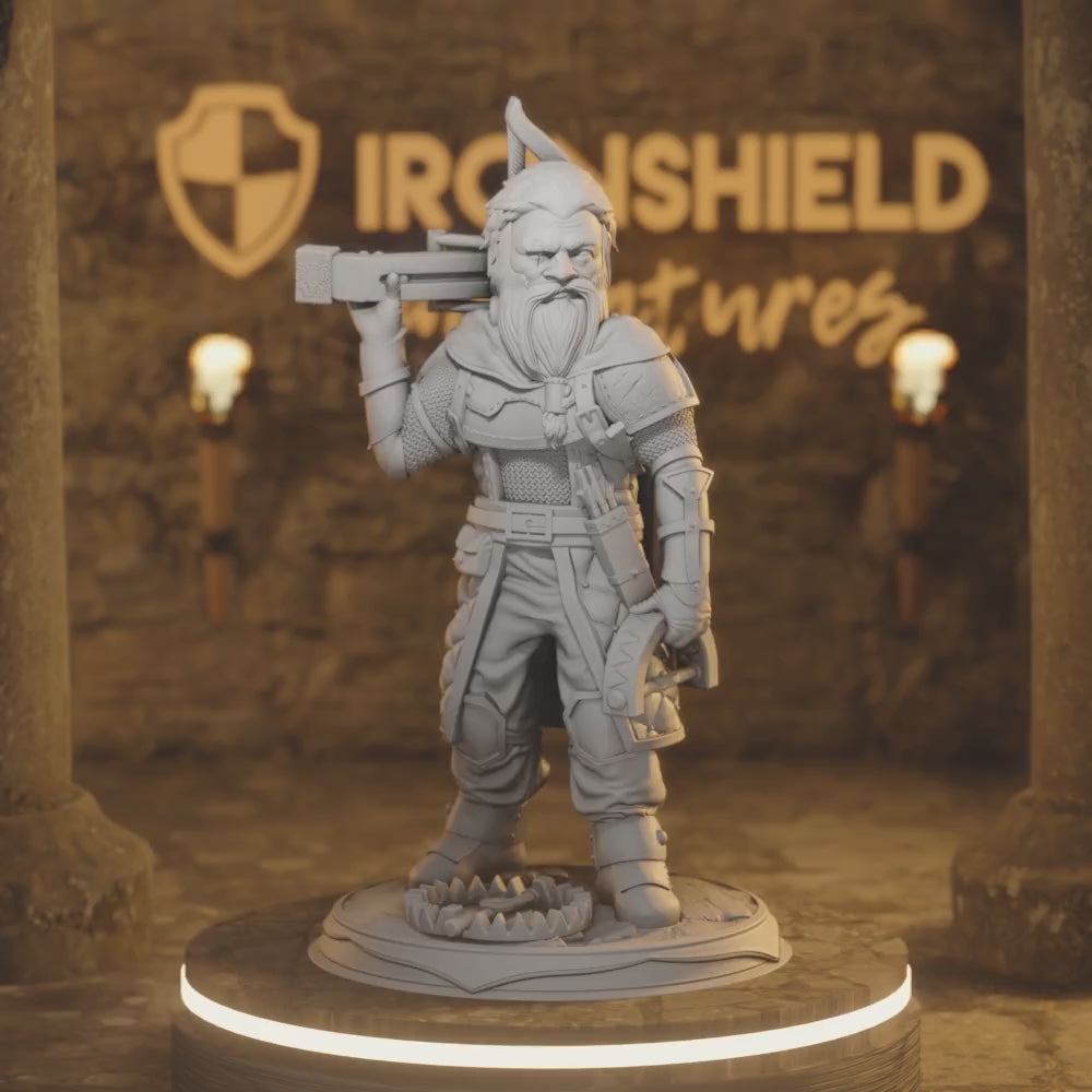 Half-Dwarf Halfling Ranger Crossbow Vraglin — 360° rotating view of 3D printed DnD miniature