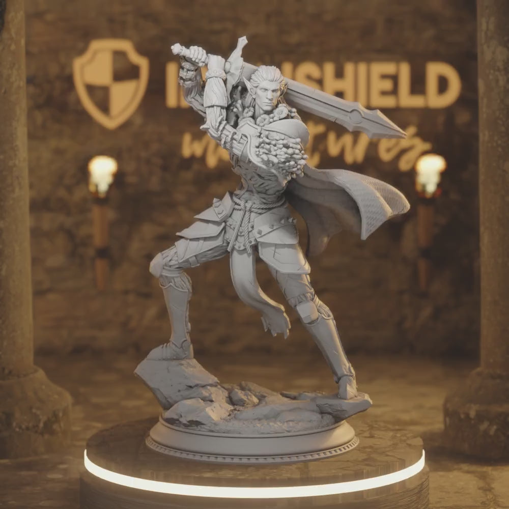 Siltrak'thos – Knight Six-Armed Drow Warlord — 360° rotating view of 3D printed DnD miniature