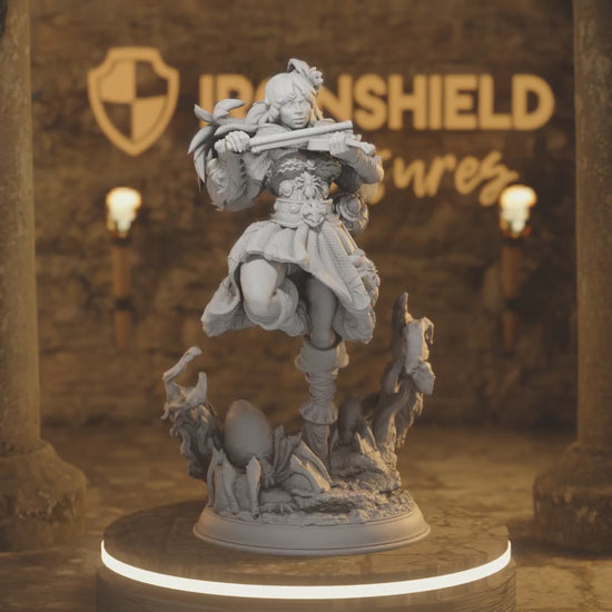 Drow Elf Bard Spider Charmer - Prednith — 360° rotating view of 3D printed DnD miniature