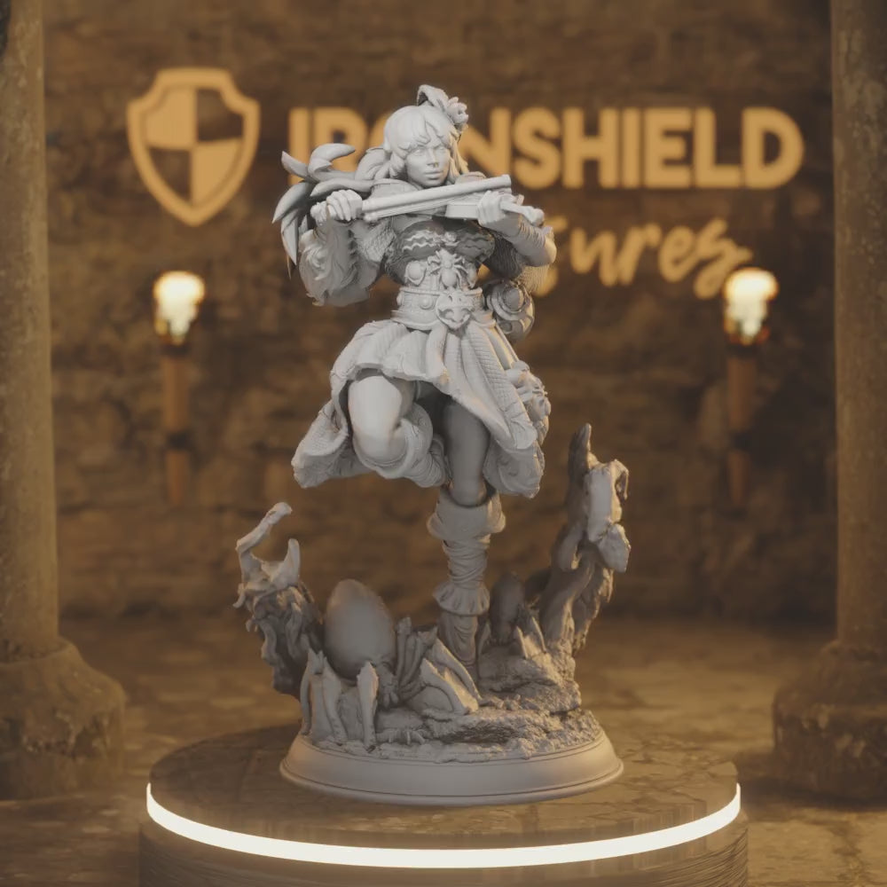 Drow Elf Bard Spider Charmer - Prednith — 360° rotating view of 3D printed DnD miniature