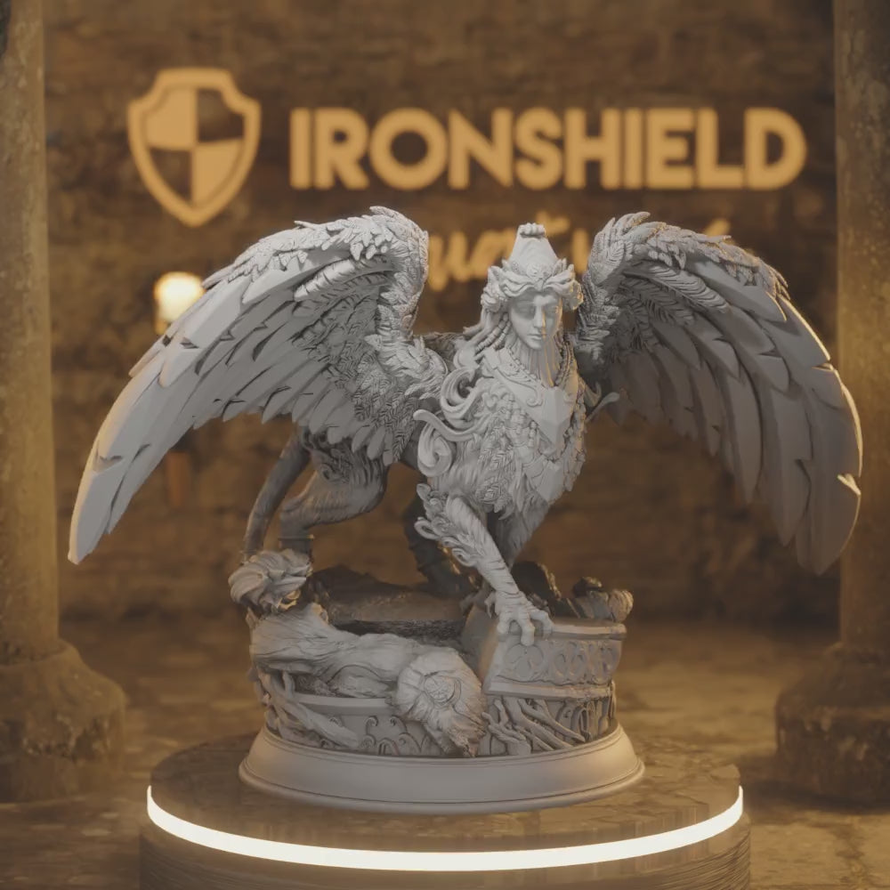 Ancient Sphinx - Tizariel Large Monster — 360° rotating view of 3D printed DnD miniature