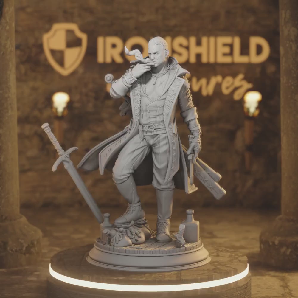 Vincent Nightingale Human Fighter DnD miniature 3D printed resin tabletop RPG figure