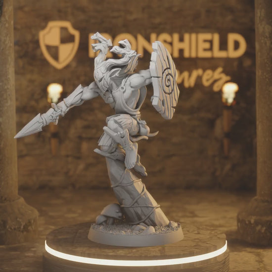 Quickspear - Elf Druid Forest Fighter — 360° rotating view of 3D printed DnD miniature