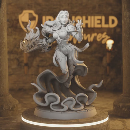 Levita - Female Arcane Fighter Wizard — 360° rotating view of 3D printed DnD miniature