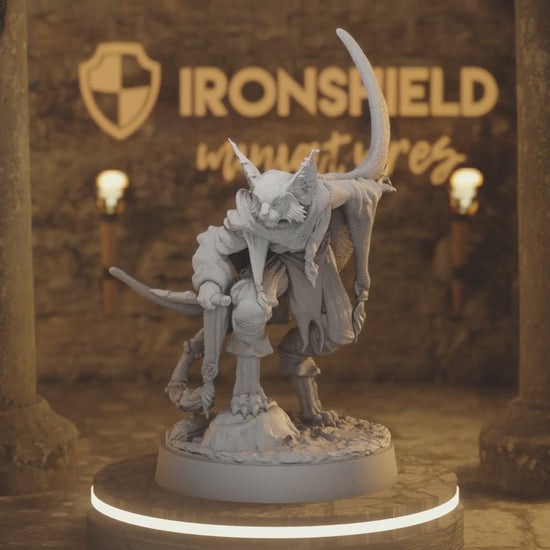 Carracali Shadow-Weaver Beastfolk Warlock DnD miniature 3D printed resin tabletop RPG figure