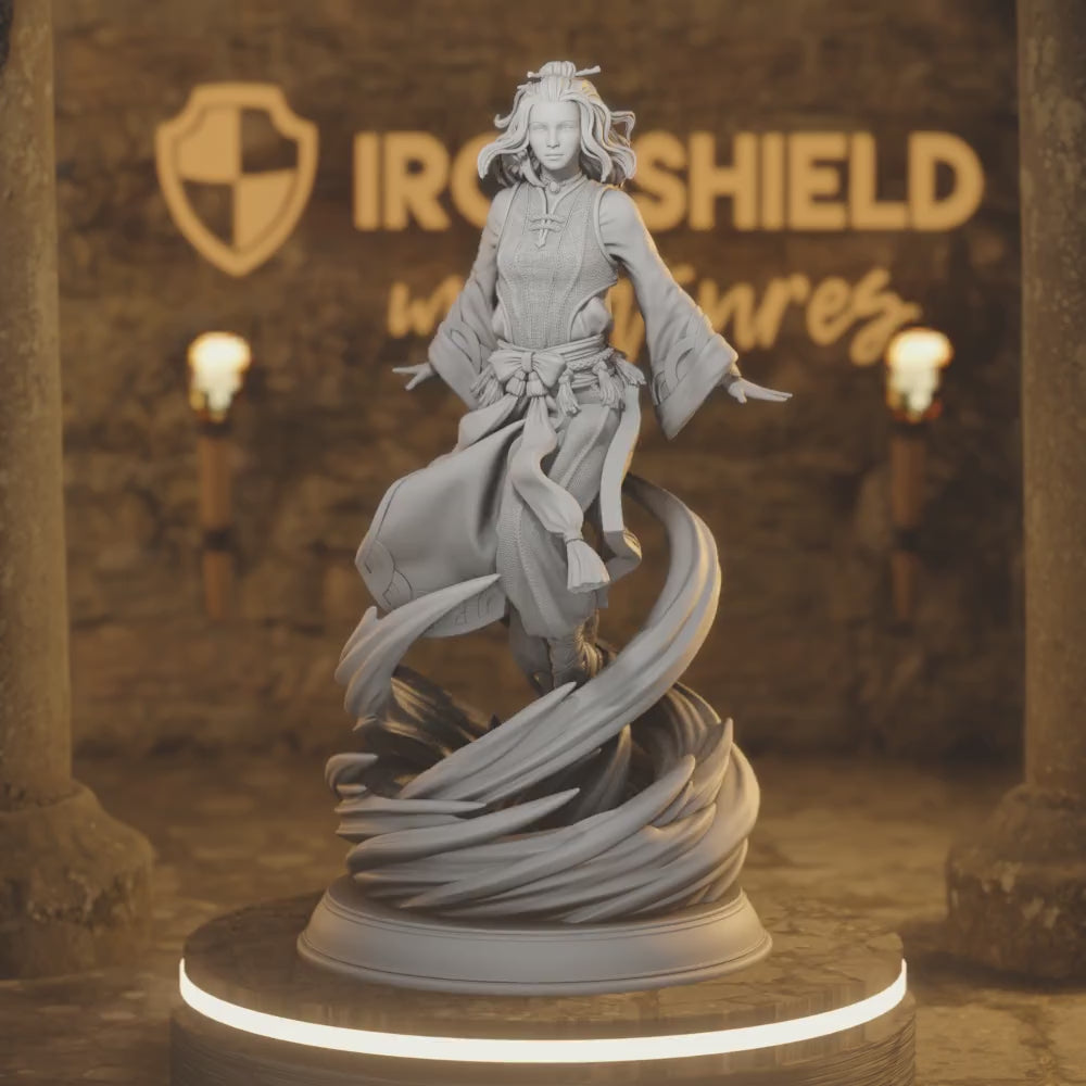 Air Genasi Aeromancer Monk Sorcerer - Avia — 360° rotating view of 3D printed DnD miniature