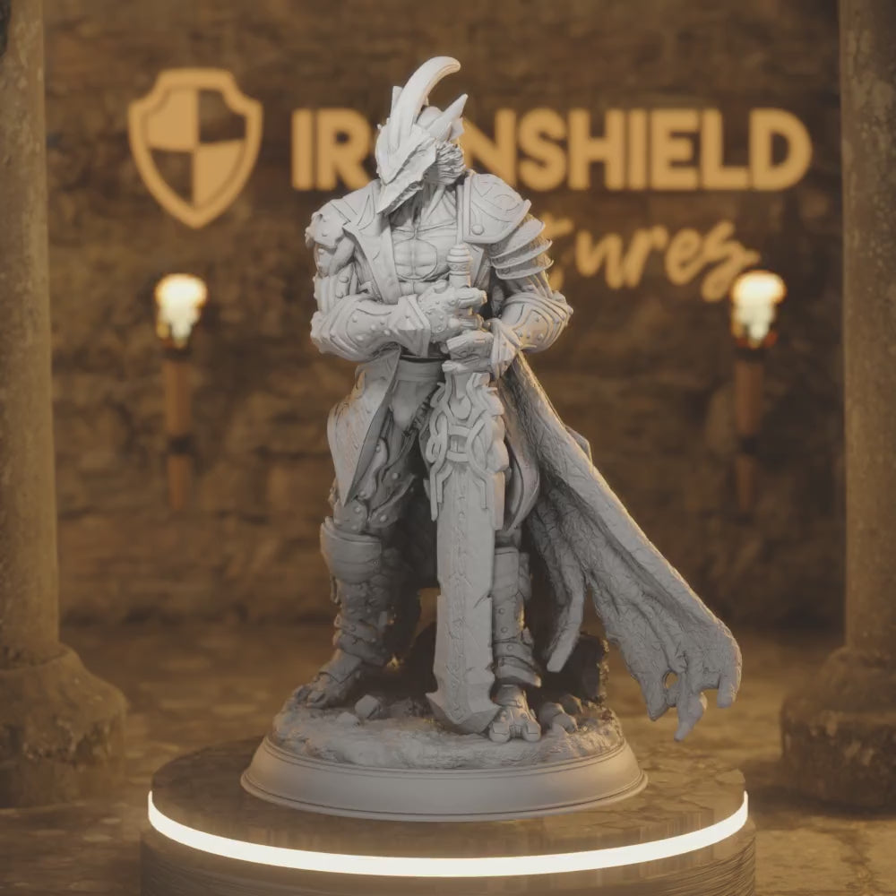 Wreathe Automaton Champion Barbarian Fighter — 360° rotating view of 3D printed DnD miniature