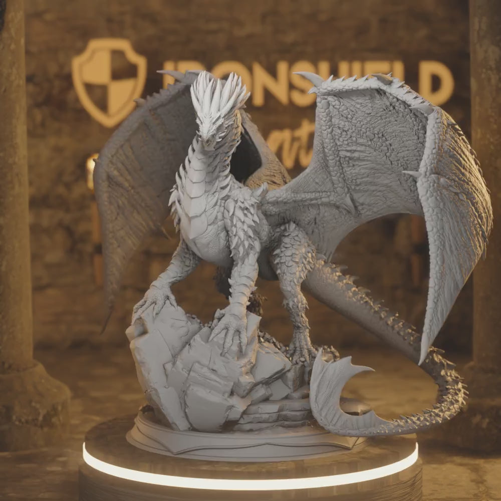 Ancient Bronze Dragon - Brazatul GIGANT — 360° rotating view of 3D printed DnD miniature