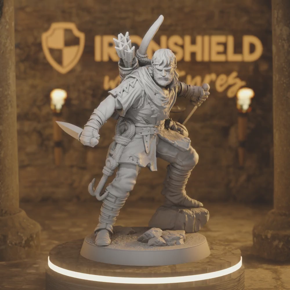 Cutthroat Bandit 4 – Vicious Brigand Thug Sword — 360° rotating view of 3D printed DnD miniature