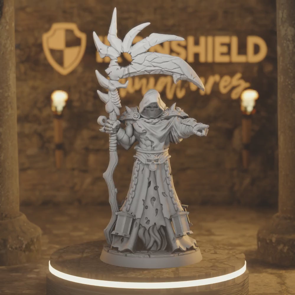 Hades – Dark Necromancer Lich Death Mage — 360° rotating view of 3D printed DnD miniature