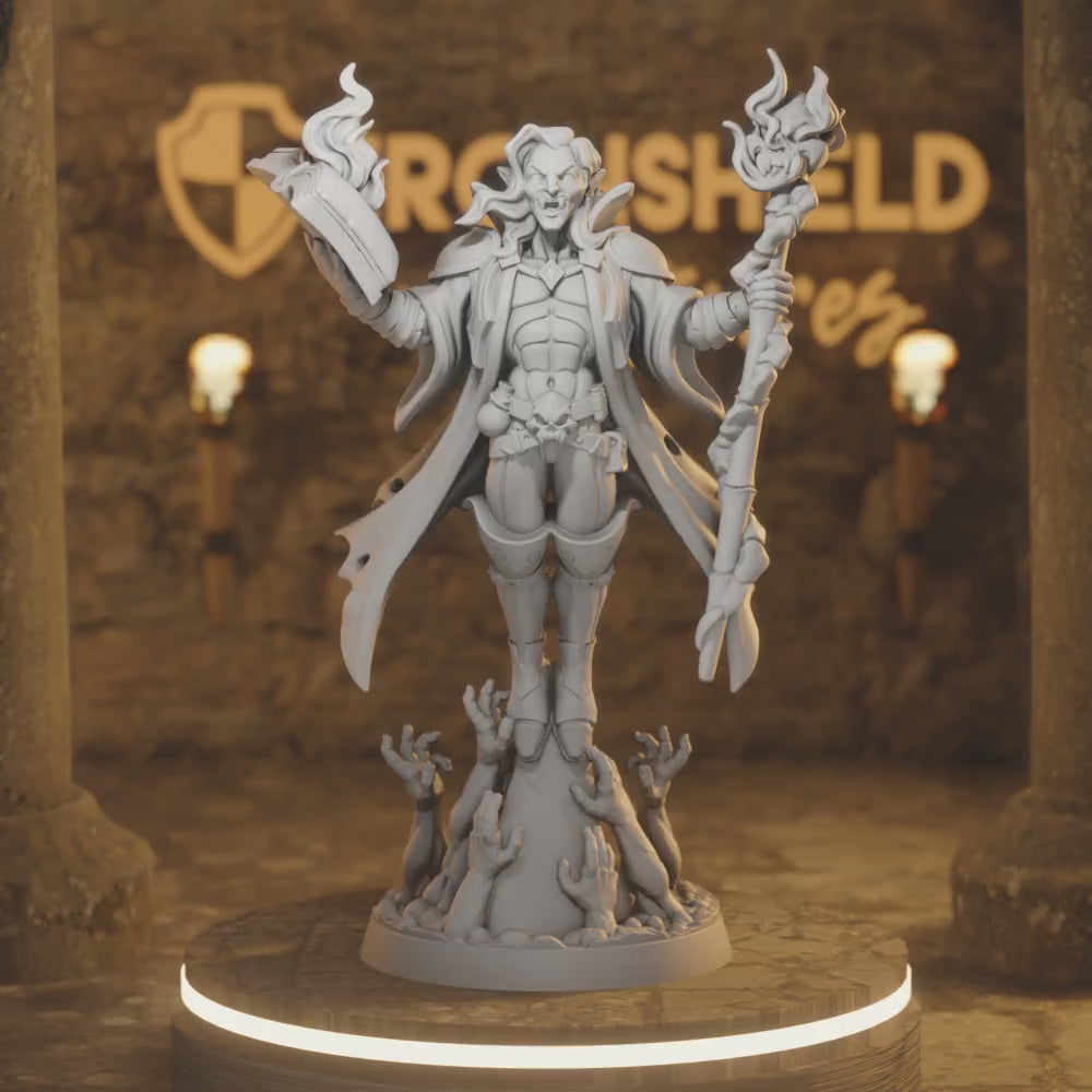 Vraduul Vampire Sorcerer Death Lord Magican — 360° rotating view of 3D printed DnD miniature