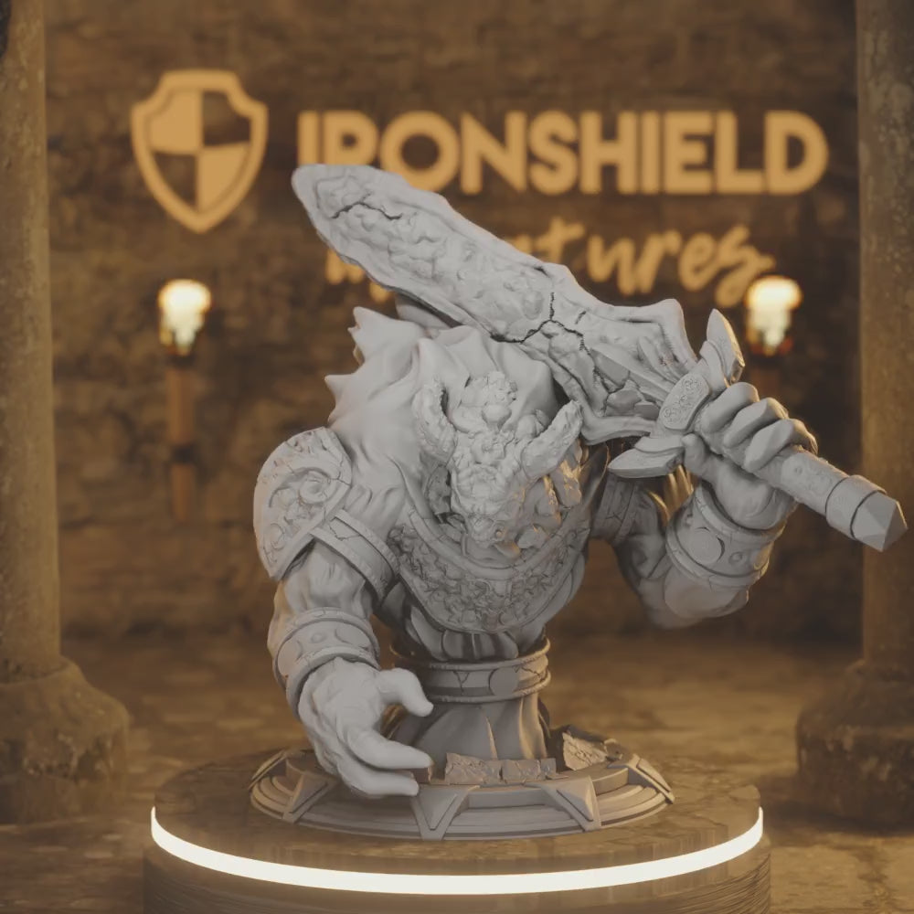 Lava Lord Elemental Beast Sorngaar — 360° rotating view of 3D printed DnD miniature