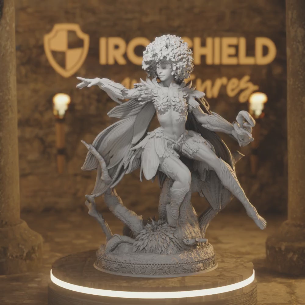 Forest Dryad Fey - Elenil — 360° rotating view of 3D printed DnD miniature