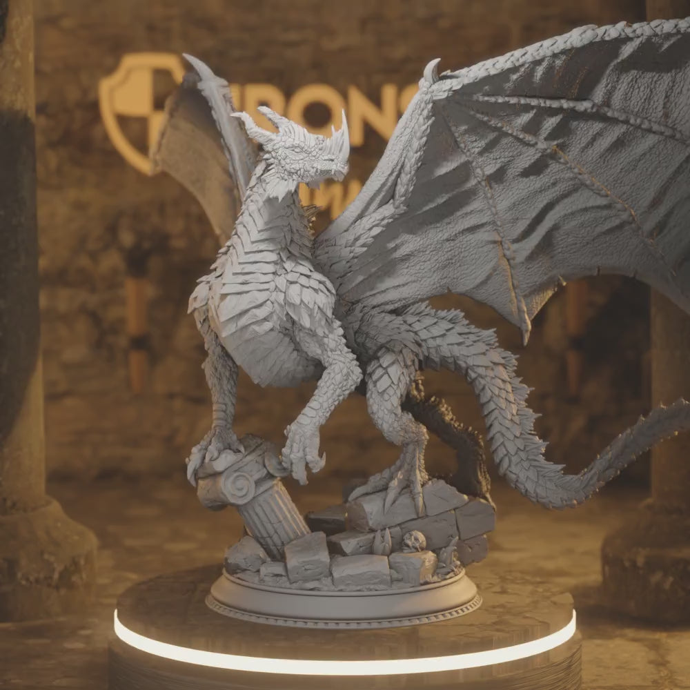 Midorius Giant Dragon Drake — 360° rotating view of 3D printed DnD miniature