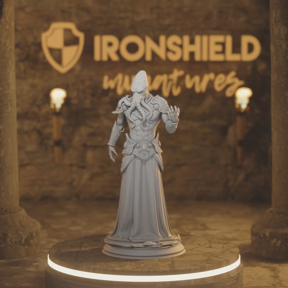 Hendrak - Ascended Mind Flayers Deep sea wraith Fighter — 360° rotating view of 3D printed DnD miniature