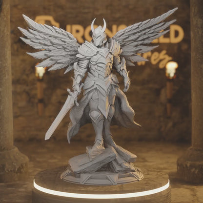 Arch Angel Syelros Warrior Paladin 5e Knight — 360° rotating view of 3D printed DnD miniature