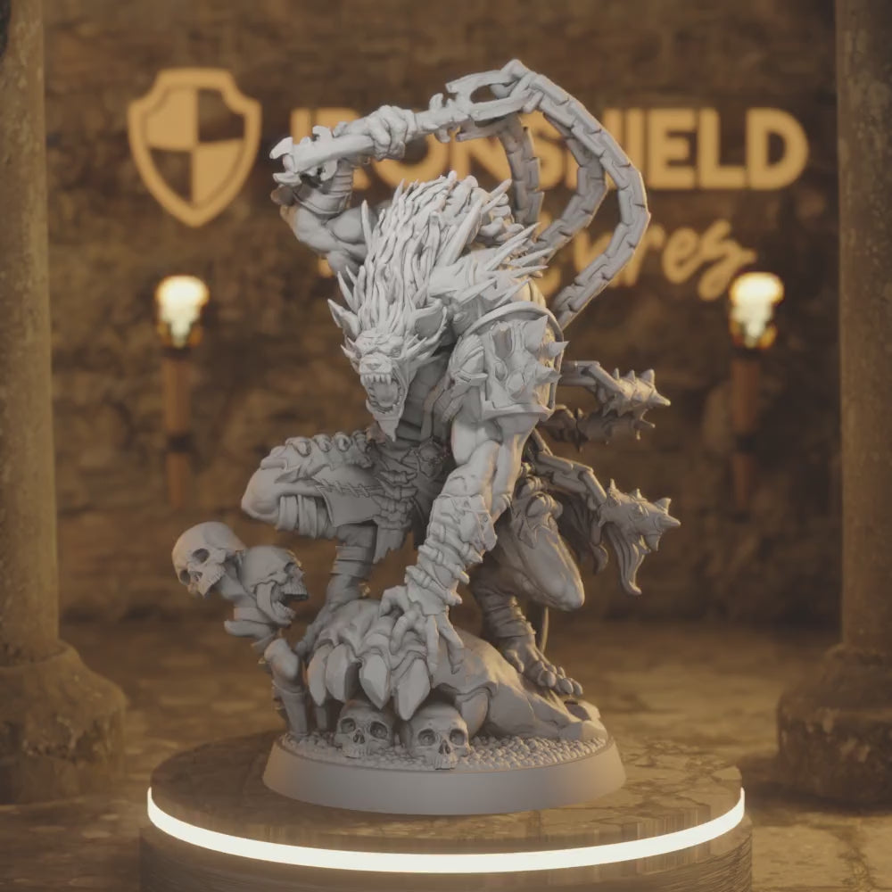 Gnoll Scourge-Lord Gnoll Fighter DnD miniature 3D printed resin tabletop RPG figure