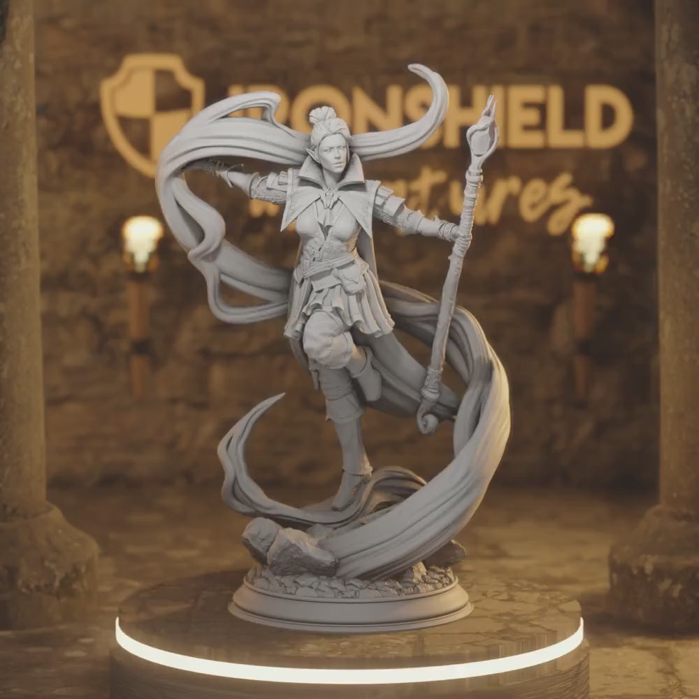 Sergeant Molly Cliffburn Elf Wizard DnD miniature 3D printed resin tabletop RPG figure