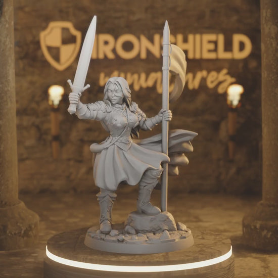 Aegwynne battlemaiden victoria warrior girl — 360° rotating view of 3D printed DnD miniature