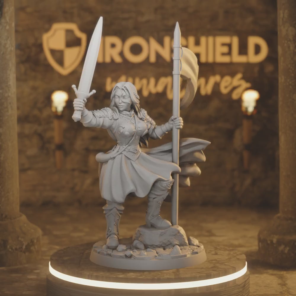 Aegwynne battlemaiden victoria warrior girl — 360° rotating view of 3D printed DnD miniature