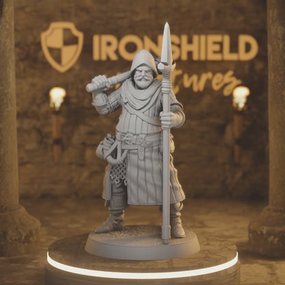 Farlands Militia 2 – Human Spearman Guard Soldier — 360° rotating view of 3D printed DnD miniature