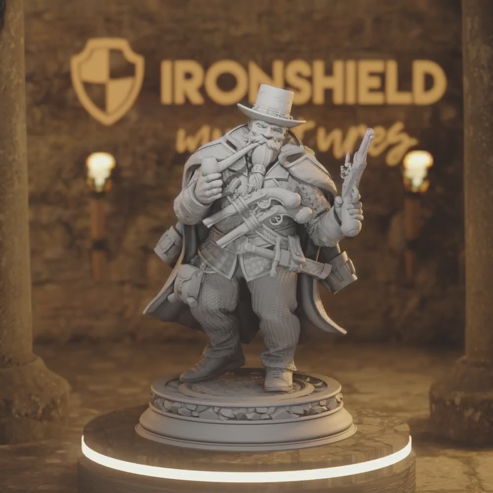 Torgrik Dwarf Gunslinger DnD miniature 3D printed resin tabletop RPG figure