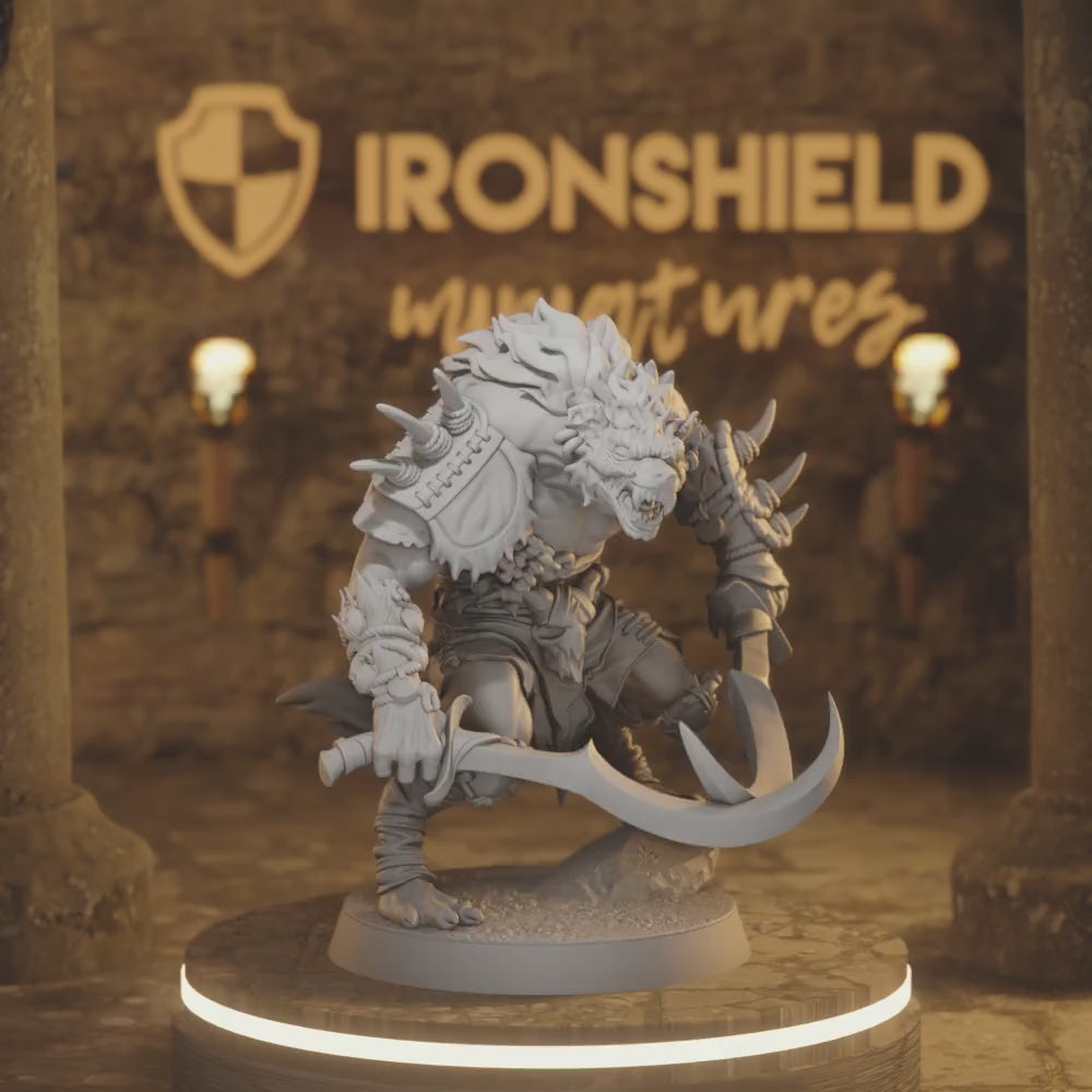 Boneyard Gnoll 3 Gnoll Fighter DnD miniature 3D printed resin tabletop RPG figure