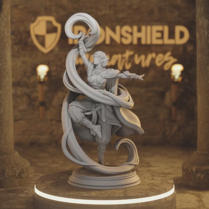 Juri Elf Sorcerer, Wizard DnD miniature 3D printed resin tabletop RPG figure