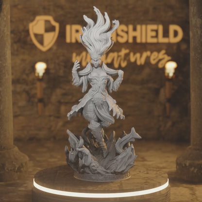 Fiery Fey Elf Sorceress - Erimila Mage — 360° rotating view of 3D printed DnD miniature