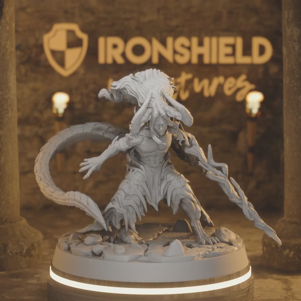 Draco warrior Demon Fighter Monster Undead — 360° rotating view of 3D printed DnD miniature