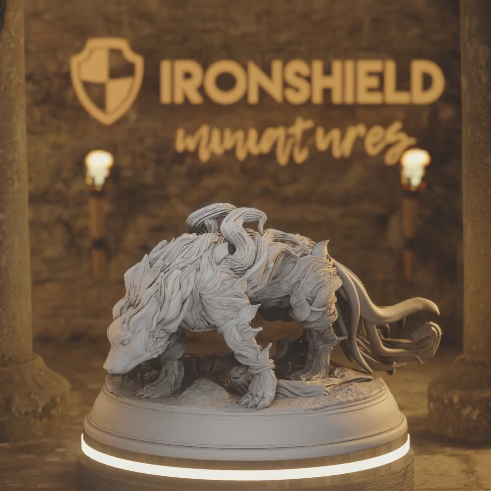Fey Touched Hound Monster Beast - Caryd — 360° rotating view of 3D printed DnD miniature