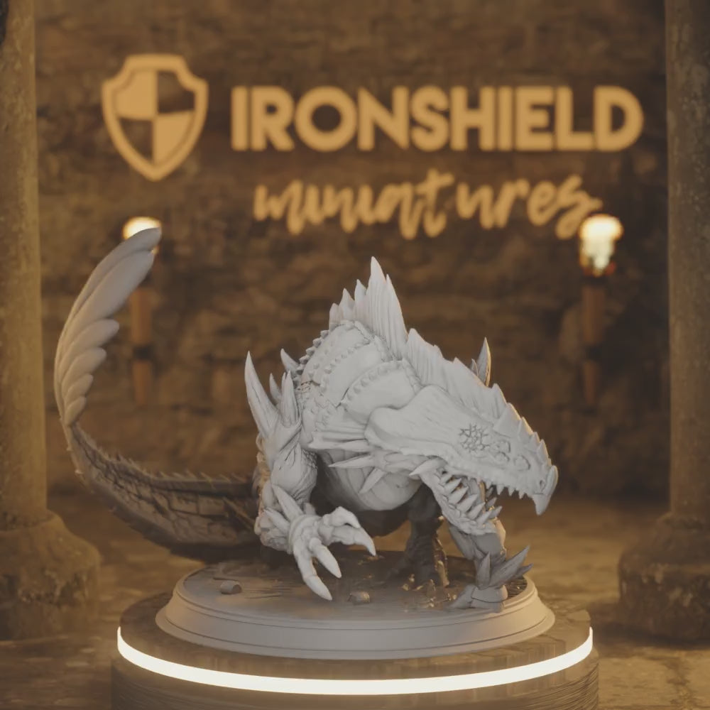 Lizard King of the Sea - Tarraan Monster HUGE Figure 12k + Base Print 3D RPG Miniature Gift Idea mini Dungeons & Dragons Tabletop DM Stash — 360° rotating view of 3D printed DnD miniature