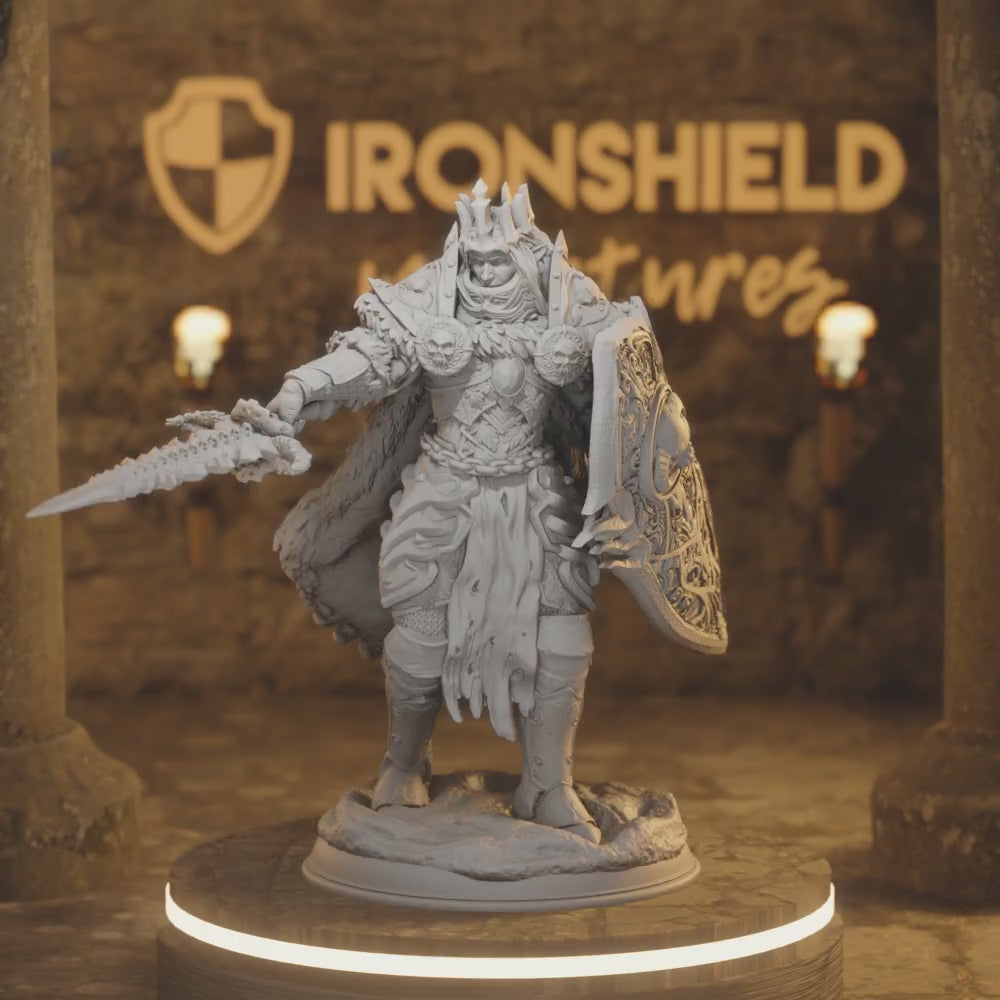 Yinsylim Undead Knight Fallen Elf Paladin — 360° rotating view of 3D printed DnD miniature