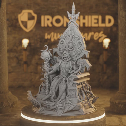 Dark Lord Sea Monster Throne - Quorenderi — 360° rotating view of 3D printed DnD miniature