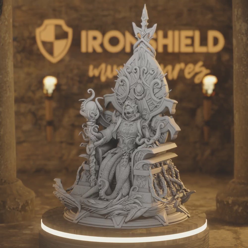Dark Lord Sea Monster Throne - Quorenderi — 360° rotating view of 3D printed DnD miniature